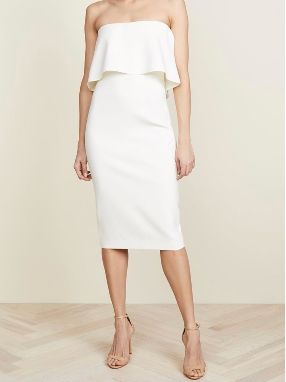 Strapless White Ruffle Dress